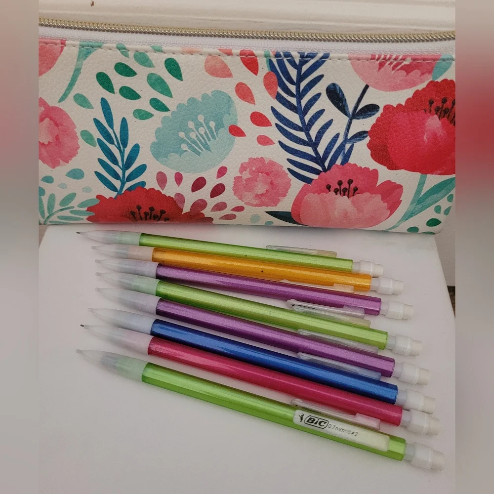 U Style Pencil case with 8 Bic Mechanical pencils